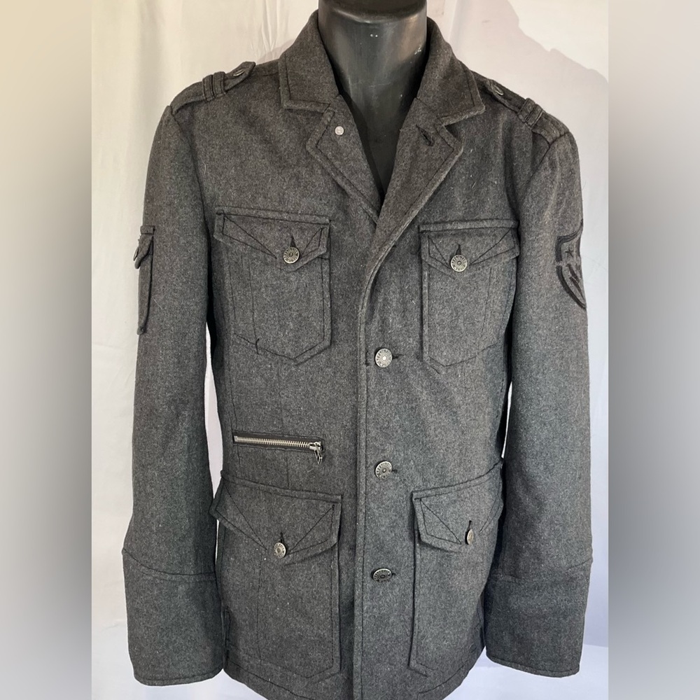 Affliction Black Premium Wool Rebel Military Jacket